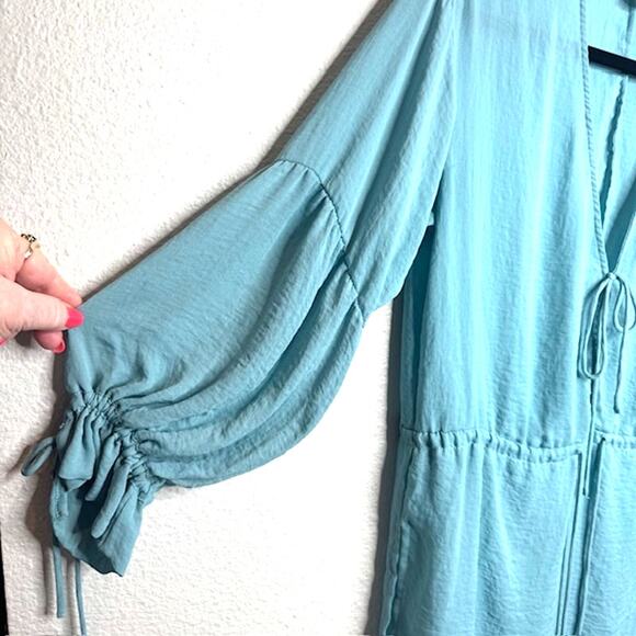 H&M Womens Sz 6 Plunge Neck Tie w/Drawstring Waist Beach Dress - Picture 5 of 13